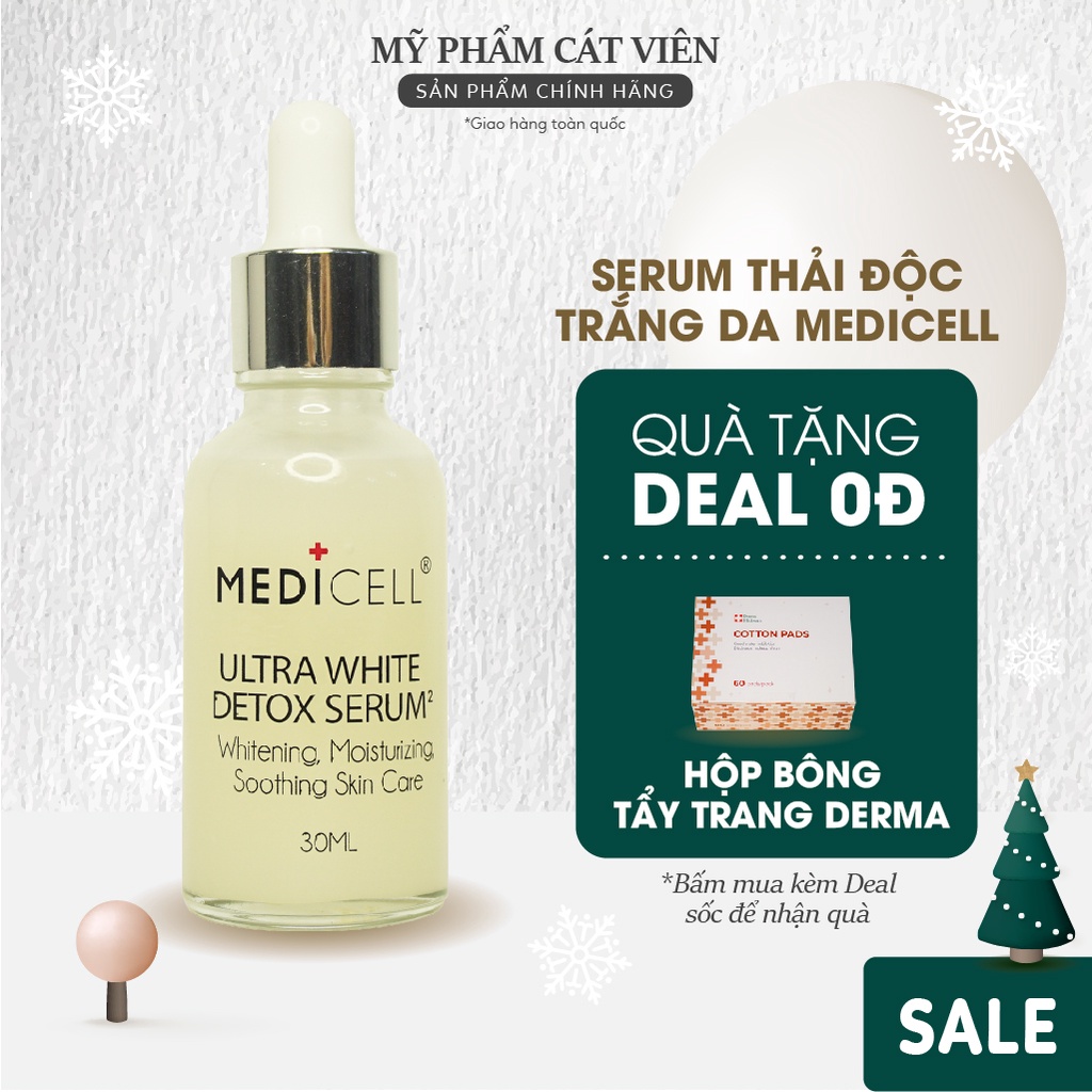 Serum dưỡng trắng thải độc da Medicell, tinh chất dưỡng ẩm mờ thâm sạm Ultra White Detox dành cho mọi loại da