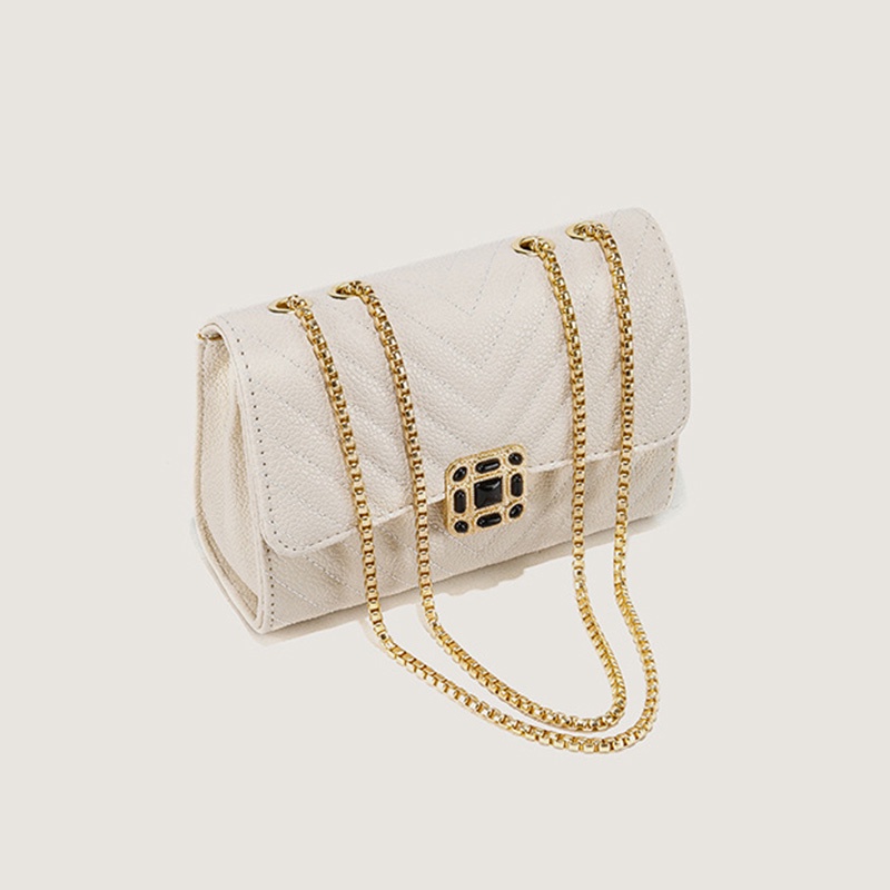 Túi Đeo Chéo Đô Thị Màu Trắng Họa Tiết Hình Thoi Đơn Giản Cho Nữ