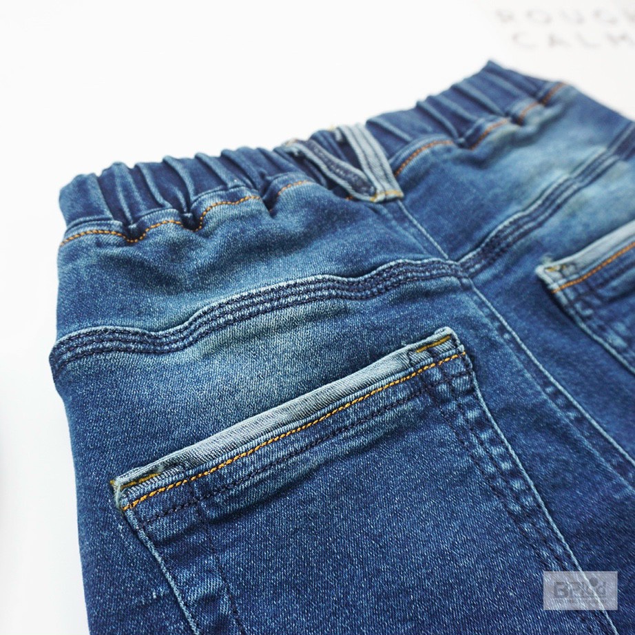 Quần jean bé trai, quần bò bé trai dài ống đứng lưng thun B2kid từ 20kg đến 50kg