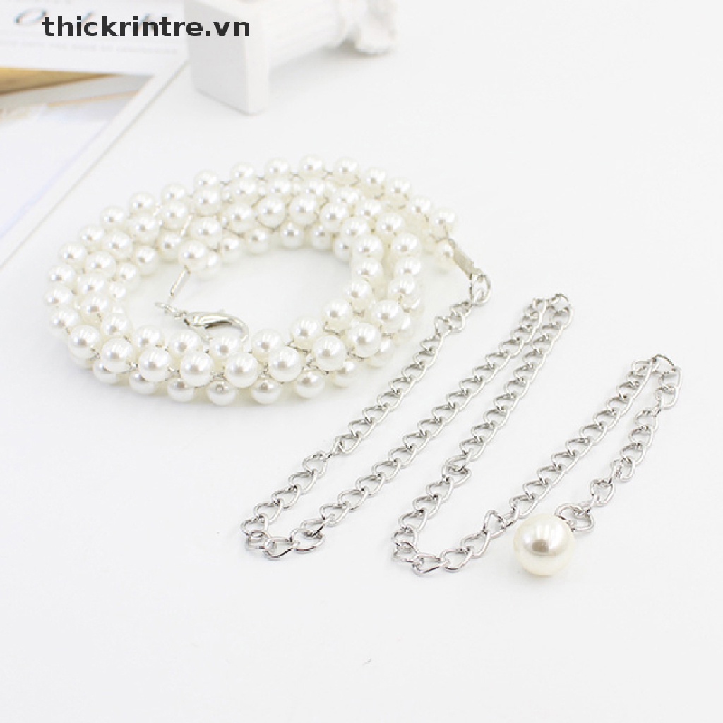 Thắt Lưng Dây Xích Mảnh Đính Ngọc Trai Thanh Lịch Thời Trang Cho Nữ