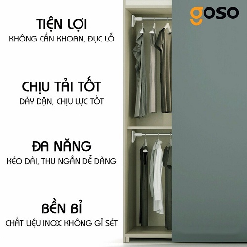 Thanh Treo Quần Áo Gắn Tường, Thanh Treo Rèm Đa Năng Thông Minh Không Cần Khoan Lỗ