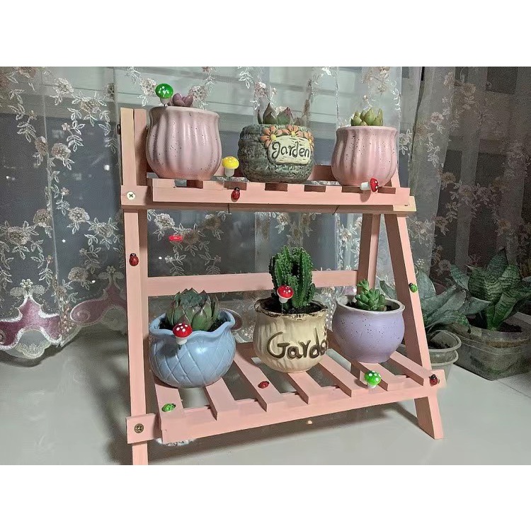 Kệ gỗ mini để bàn, kệ gỗ decor 2 tầng trưng bày cây cảnh, đồ dùng cá nhân sắp xếp nhà bếp