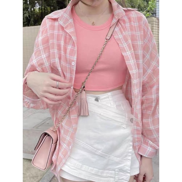 LOVI SHOP - Áo sơ mi caro tay dài vải mỏng nhẹ 3 màu tone nổi bật xinh xắn Lovi