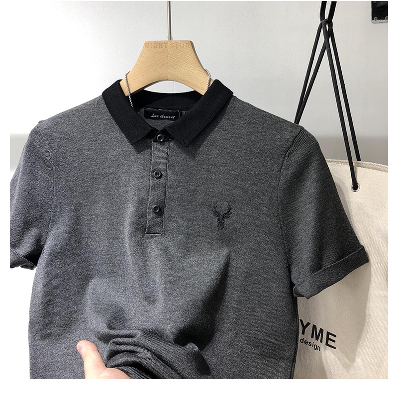Áo Polo Cổ Bẻ Dệt Kim Nam Tay Ngắn Phong Cách, Logo Thêu Cotton Cá Sấu Cao Cấp Mã GAREM