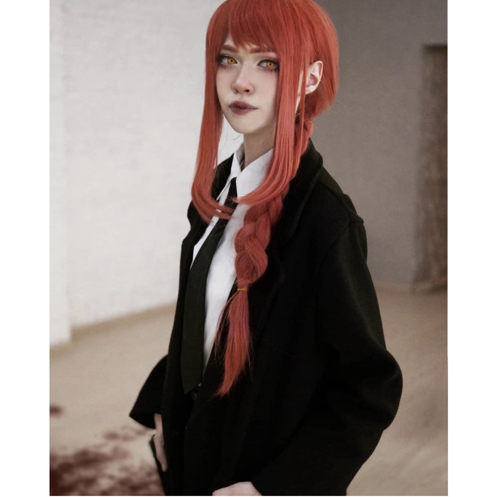 【In Stock】Anime Chainsaw Man Makima Cosplay Costume Wig Angel Devil Halloween Party Suit Shirt Pants Uniform Girls Fancy Party Costume
