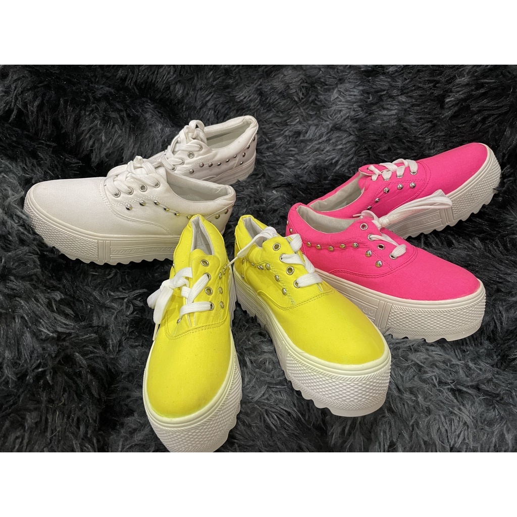 Giày bata nữ đế bánh mì đế 5 cm, chất dày, êm chân màu neon -Kèm video và ảnh thật