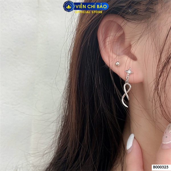 Bông tai xoắn cách điệu chất liệu bạc Thái 925 thời trang phụ kiện trang sức nữ Viễn Chí Bảo B000323