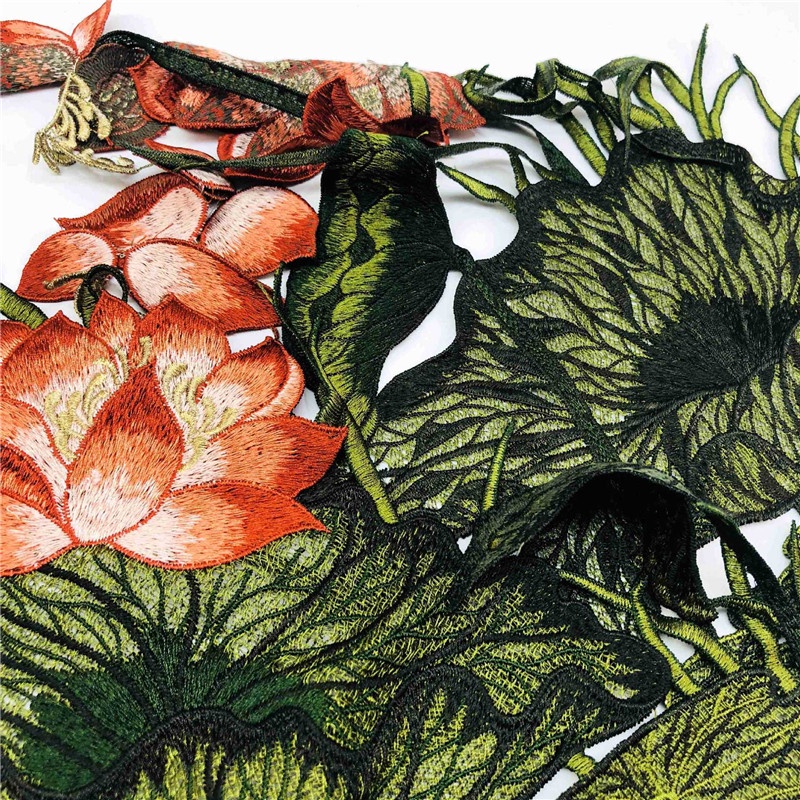 Miếng Vải Thêu Hình Hoa Sen Cỡ Lớn Trang Trí Quần Áo diy Thời Trang