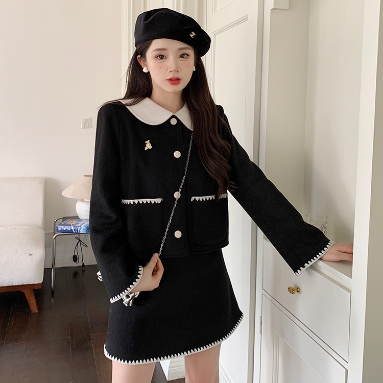 Set Áo Khoác Len Tay Dài Dáng Ngắn Phối Chân Váy Thời Trang Mùa Thu 2022 Cho Nữ