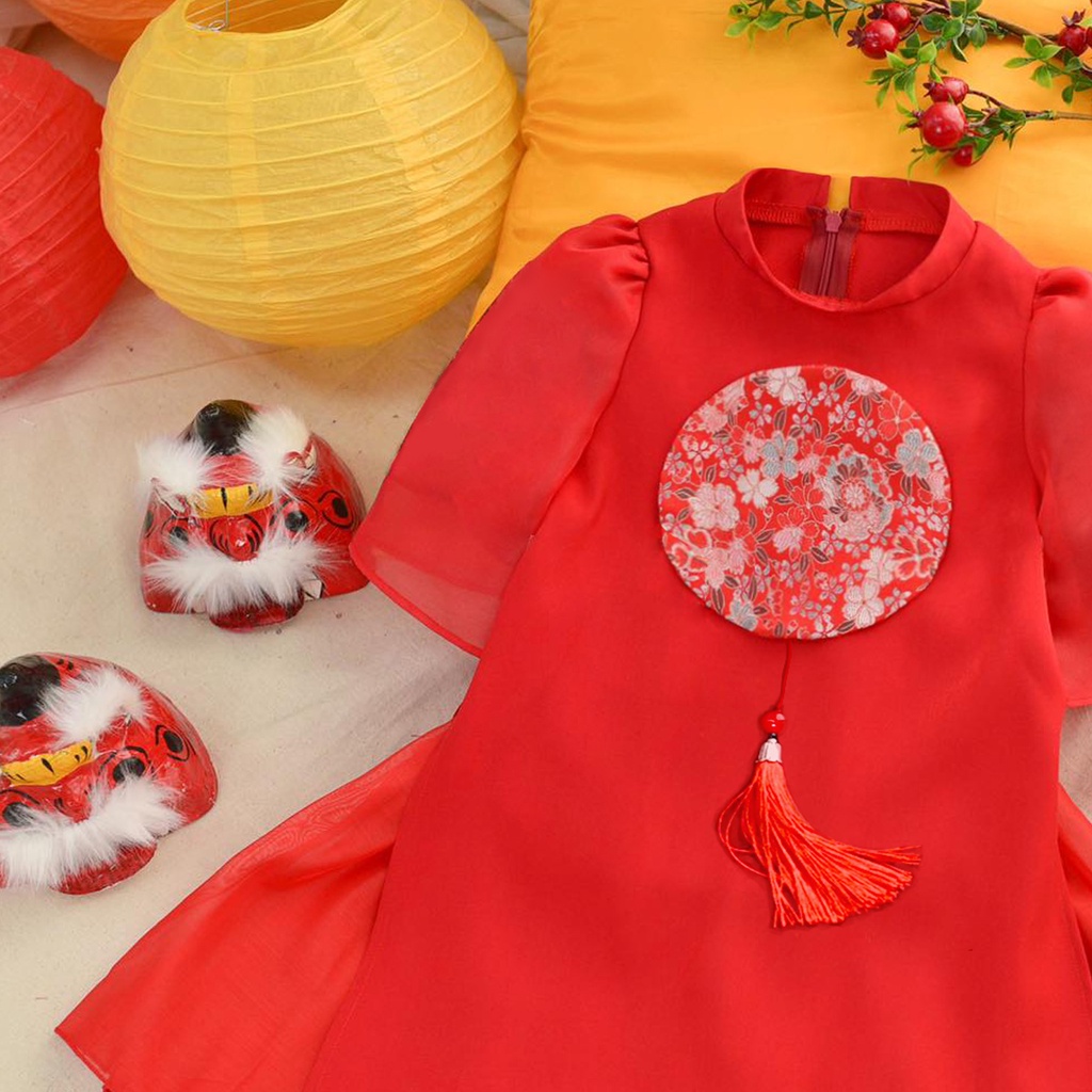 Sét Áo dài cho bé gái Mộc Khuê , áo dài cách tân tết 2023 đủ size 2 3 4 5 6 7 8 9