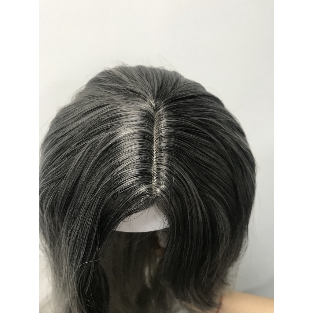 Tóc Giả Nữ Xoăn Dài Màu Xám Phong Cách Châu Âu