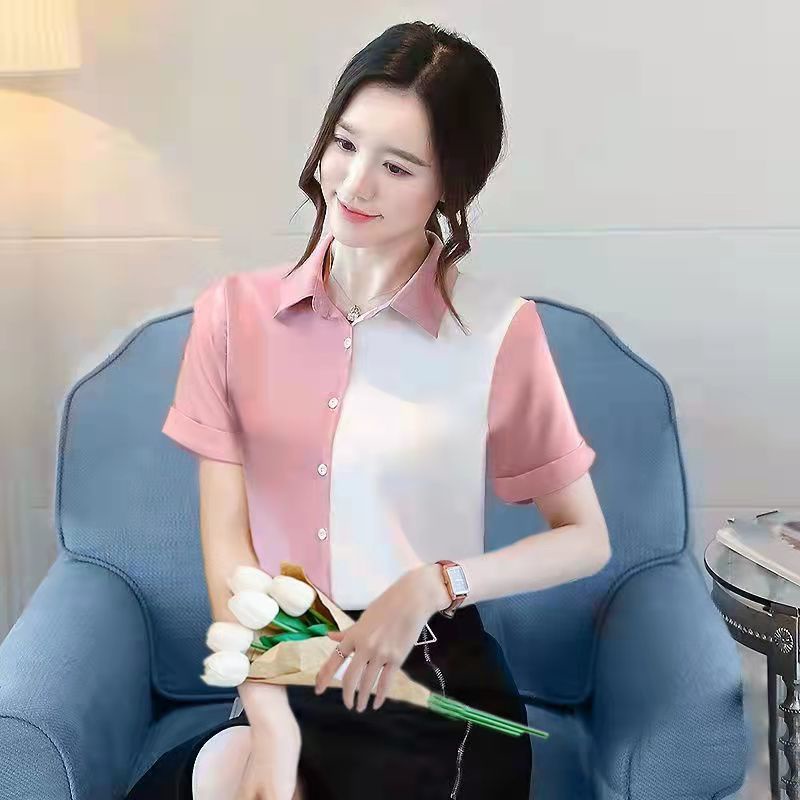 Áo Sơ Mi Chiffon Tay Dài Dáng Rộng Màu Sắc Khối Phong Cách Hàn Quốc Dành Cho Nữ
