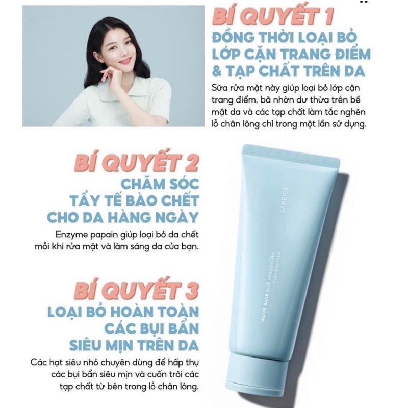 Sữa rửa mặt dưỡng ẩm Laneige Water Bank Blue Hyaluronic Water Bank