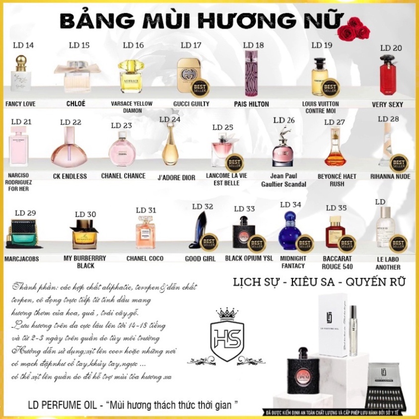 - Tinh Dầu Thơm Pháp LD Perrfume OIL Nữ