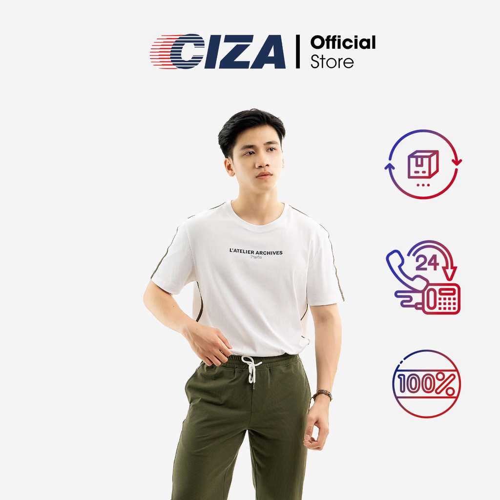 Áo thun thể thao ngắn cộc tay nam CIZA basic cổ tròn dáng ôm slim cao cấp trẻ trung size S M L XL màu trắng ATNS31