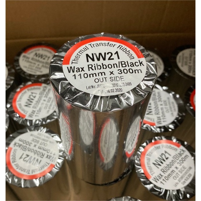 Cuộn mực wax, giấy than in mã vạch 3 tem 110x300m Premium NW21