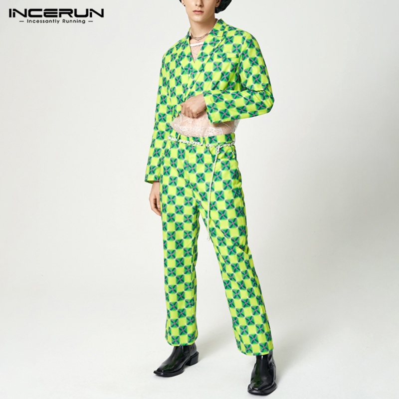 Quần dài INCERUN ống rộng họa tiết chấm bi vintage thời trang nam