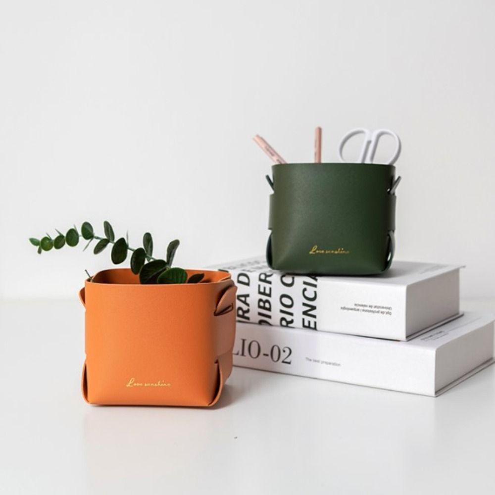 Giỏ Đựng Đồ Để Bàn Bằng Da PU Phong Cách Bắc Âu