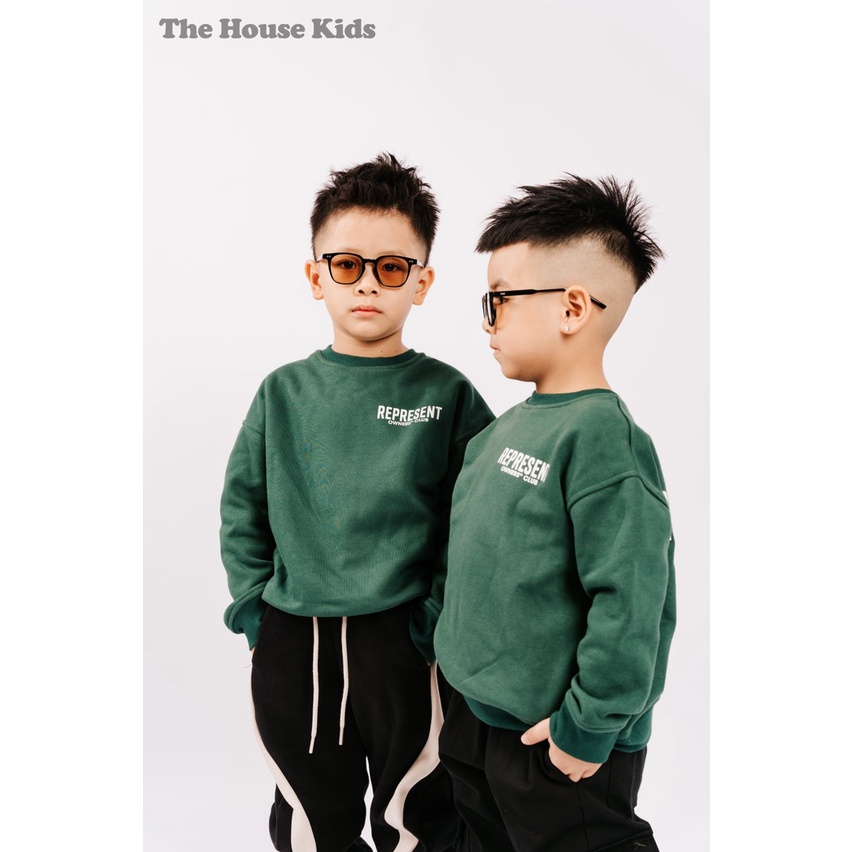 Áo nỉ cho bé trai bé gái - áo sweater nỉ bông trẻ em họa tiết chữ xanh lá cây THE HOUSE KIDS