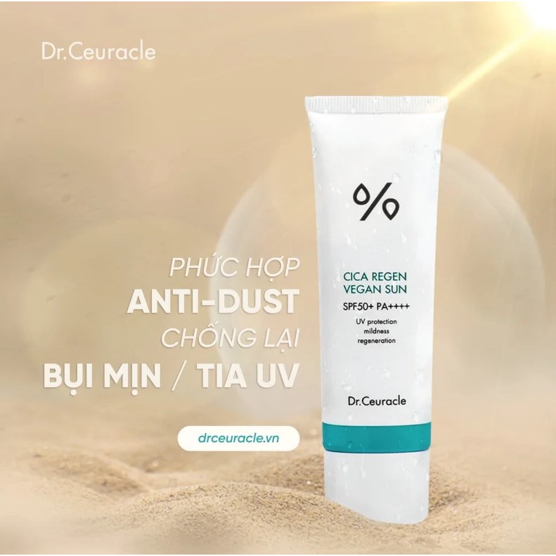 Kem Chống Nắng Làm Dịu Da, Ngăn Ngừa Khói Bụi, Dành Cho Da Nhạy Cảm Dr.Ceuracle Cica Regen Vegan Sun SPF50+/PA++++ 50ml