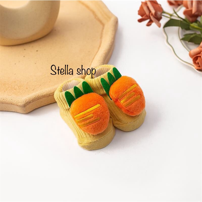 Tất vớ thú cổ cao 3D hình thú, trái cây sơ sinh cho bé 3-12kg. Chất liệu cotton mềm, thoáng khí. Stella shop