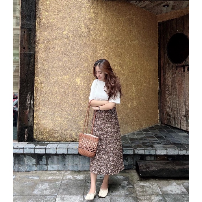 Chân váy nhung hoa nhí thiết kế Ma Vie