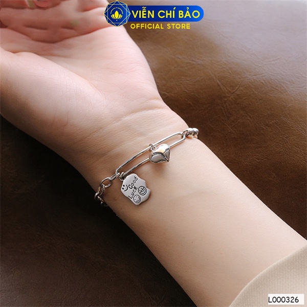 Lắc tay goodluck charm tim chất liệu bạc Thái 925 thời trang phụ kiện trang sức Viễn Chí Bảo L000326