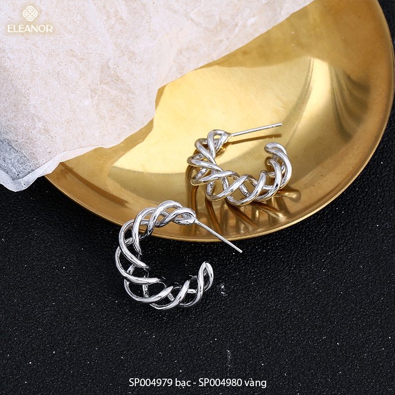 Bông tai nữ Eleanor Accessories hình chữ C thiết kế dạng xoắn phụ kiện trang sức 4979