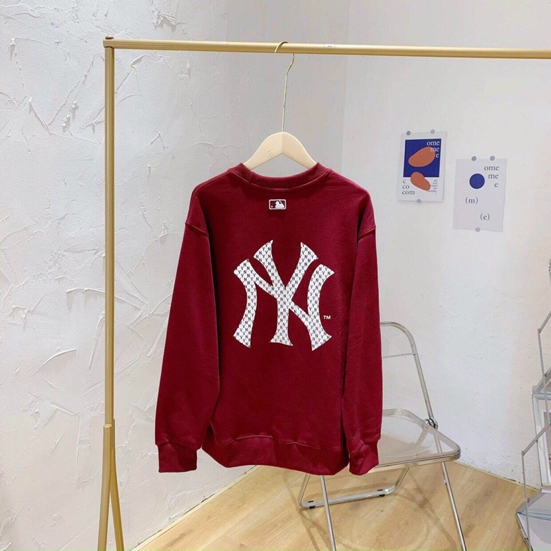 Áo Nỉ sweashirt MLB NY màu đỏ đô siêu xinh