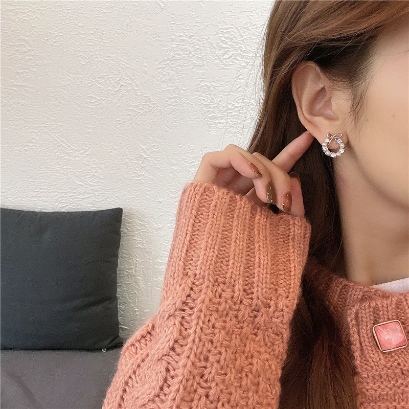 RẺ VÔ ĐỊCH ❤❤❤BÔNG TAI NƠ VÒNG ĐÁ PHONG CÁCH HÀN QUỐC XINH XẮN, BÔNG TAI NGỌC TRAI NƠ CUTE