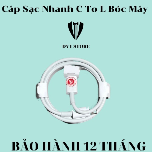 Cáp Sạc Nhanh C TO L Zin Bóc Máy - Sạc Nhanh Các Dòng IP - Bảo Hành 12 Tháng