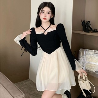 Đầm Pettiskirt Eo Cao Tay Dài Phong Cách Hàn Quốc 2022 Cho Nữ