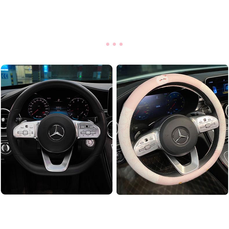 Vỏ Bọc Vô Lăng Gấu Nâu Và Thỏ Hồng Đường Kính 38cm Phong Cách Dễ Thương Dành Cho Xe Hơi