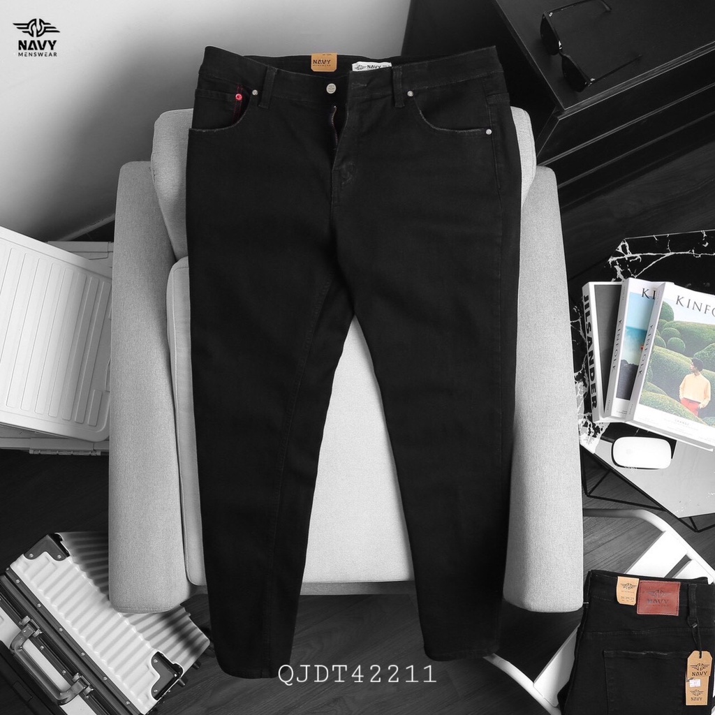 BIGSIZE NAM 80-140KG QUẦN JEAN ĐEN TRƠN NÚT ĐỎ 2BIG NAVY STAR