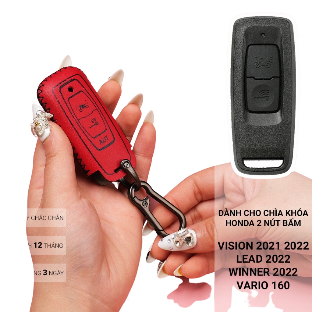 Bao da chìa khóa Honda SH 350i 150i Sh mode Air Blade Vision Leed 2022 2023 2 nút bấm khâu tay