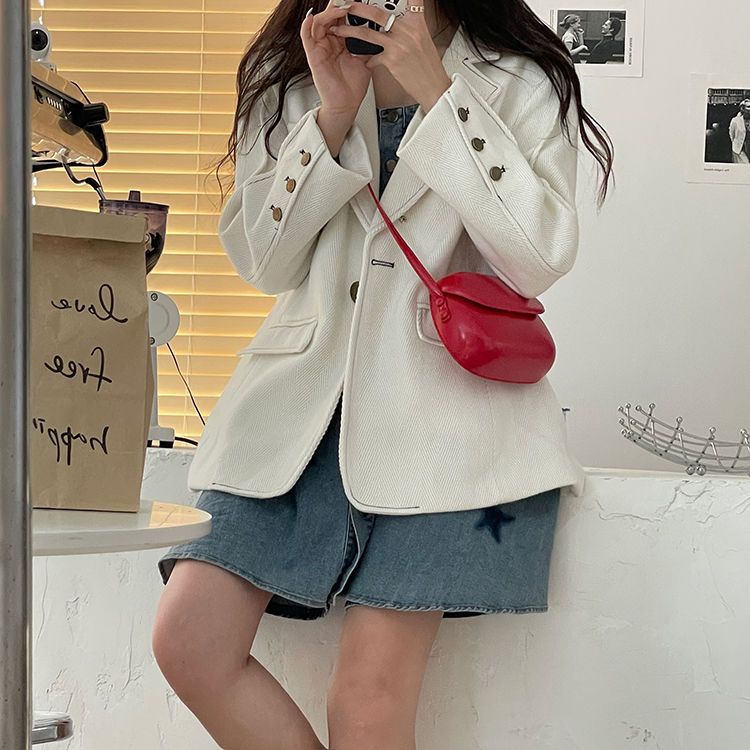 SUPERCUTE Túi Đeo Chéo Bằng Da pu Màu Trơn Phong Cách retro Đơn Giản Đựng Điện Thoại