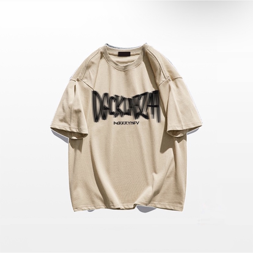 Áo Phông Cổ Tròn Phối Họa Tiết Chữ Hình Học Cá Tính, Chất Tici Mịn Thấm Hút Mồ Hôi Thoáng Mát Mã PH004