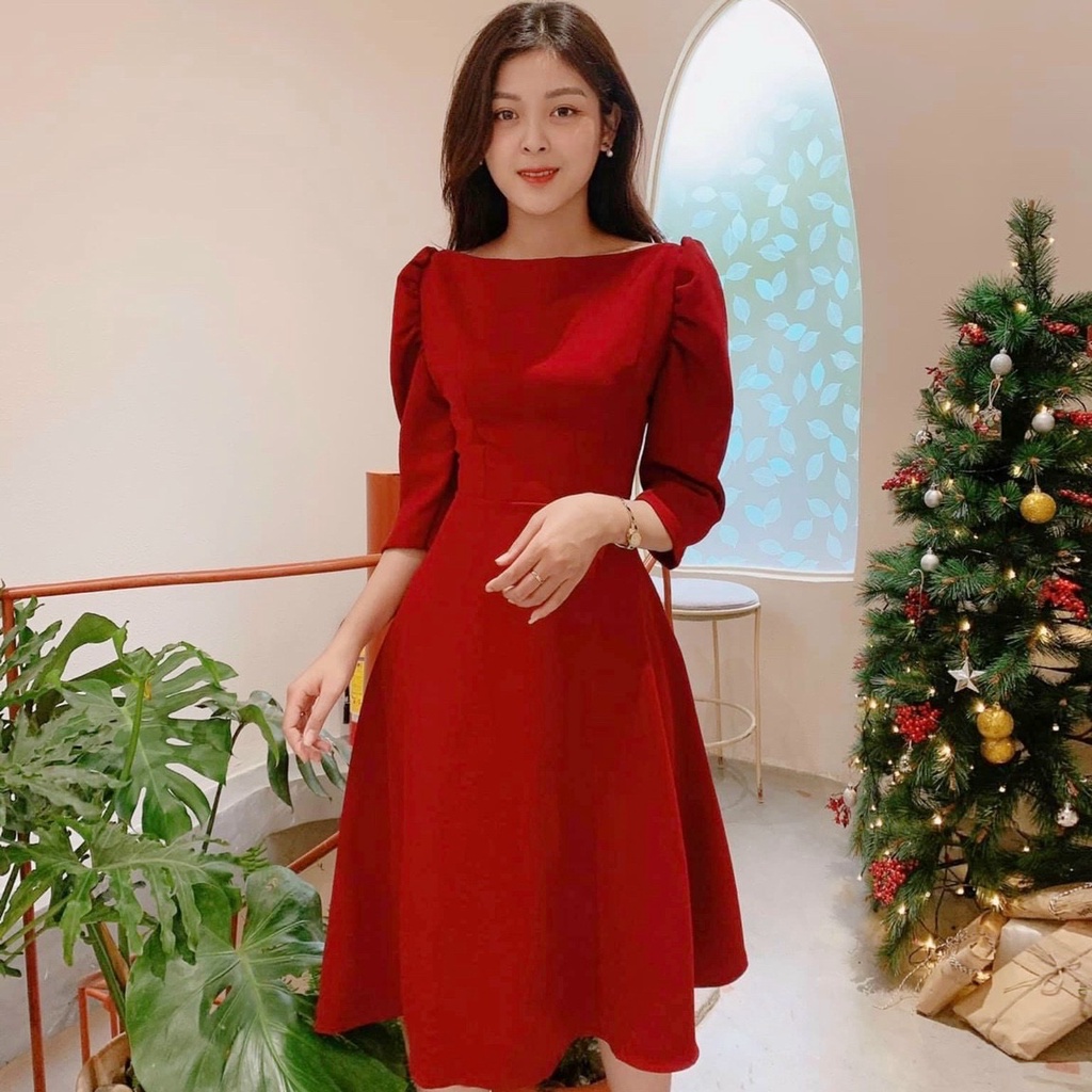 Đầm váy freesize tay lỡ cổ thuyền 2 màu