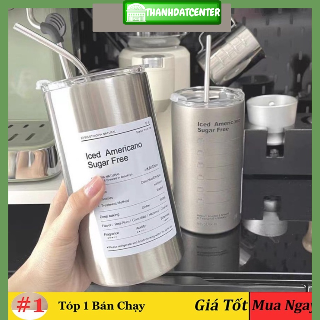 Bình đựng nước giữ nhiệt có ống hút tiện lợi 600ml [Hàng Chính Hãng]
