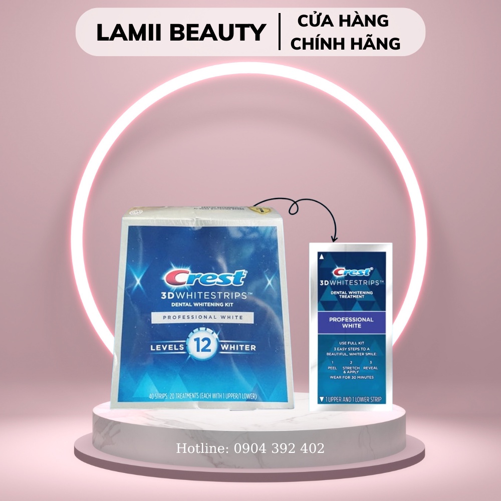 Miếng dán trắng răng Crest 3D Whitestrips Dental Whitening Kit Levels 12 whiter