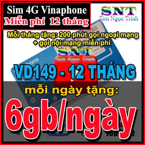 Sim 4G vinaphone vd149 và D500 miễn phí 1 năm không nạp tiền  . sử dụng trên Toàn Quốc