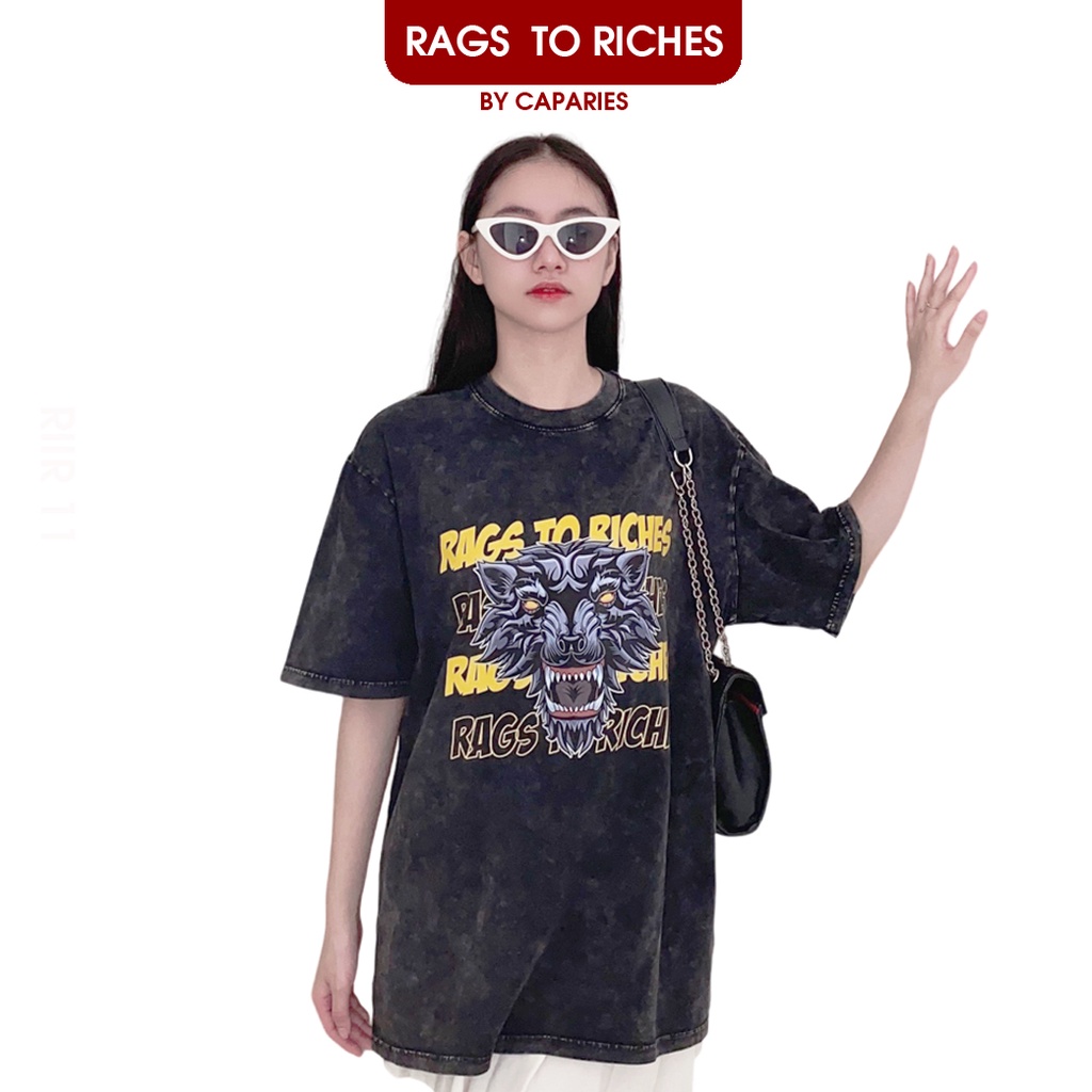 Áo Thun Nữ Cao Cấp Wash10 RAGS TO RICHES CAPARIES - Form rộng Unisex Cotton 4 chiều Chống Nhăn Cổ tròn Cao Cấp