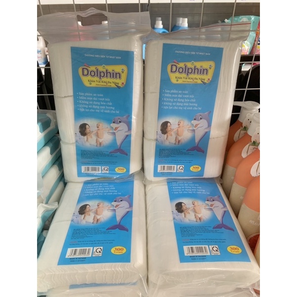 Khăn vải khô Dolphin 300g cho em bé, siêu tiện lợi cho bé yêu