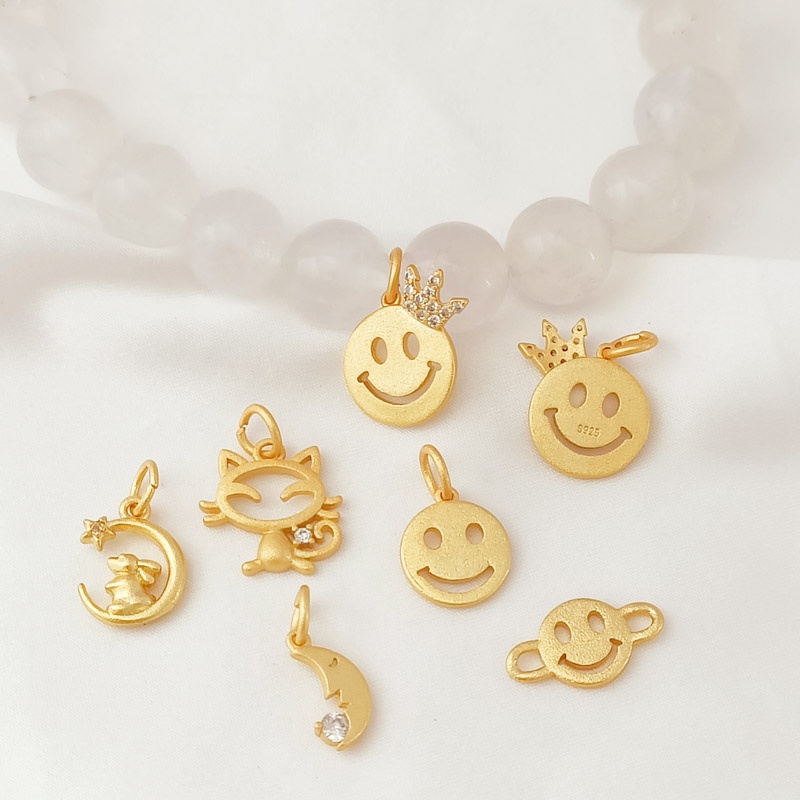 Mặt Dây Chuyền Hình Mèo / Thỏ / Mặt Trăng Màu Sắc Mạnh Mẽ Dùng Làm Vòng Tay DIY