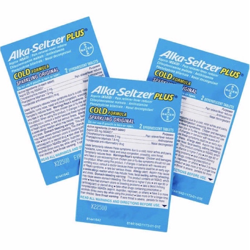 Viên sủi Mỹ đau dạ dày đầy hơi Alka Seltzer gói lẻ 2 viên Của Mỹ