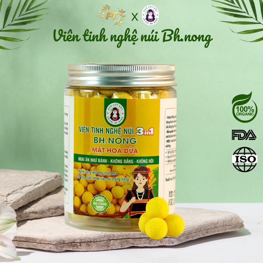 Viên tinh nghệ mật hoa dừa Cô Gái Bh.nong 100% thiên nhiên hộp 200g