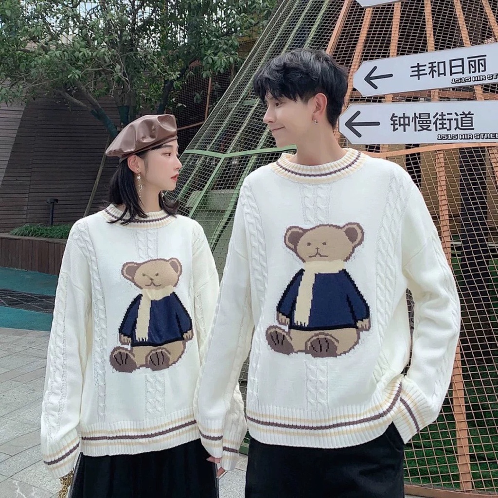 Len nữ dài tay hàn quốc họa tiết hình gấu xinh xắn dễ thương Minstore365