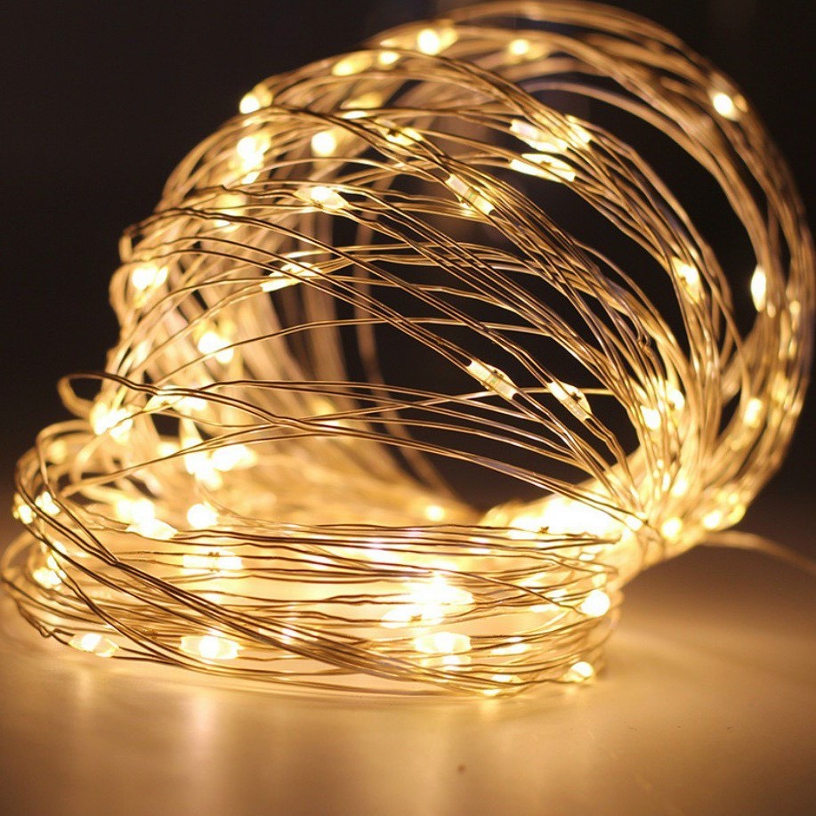 Dây đèn led trang trí fairylight đom đóm có sẵn pin dài 2m/3m trang trí noel
