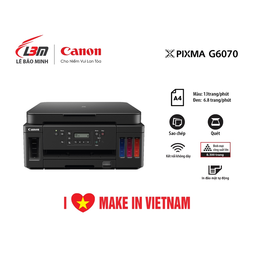 [Mã ELCL12 giảm 9% đơn 300K] Máy In phun đa chức năng Canon G6070 - Hàng chính hãng