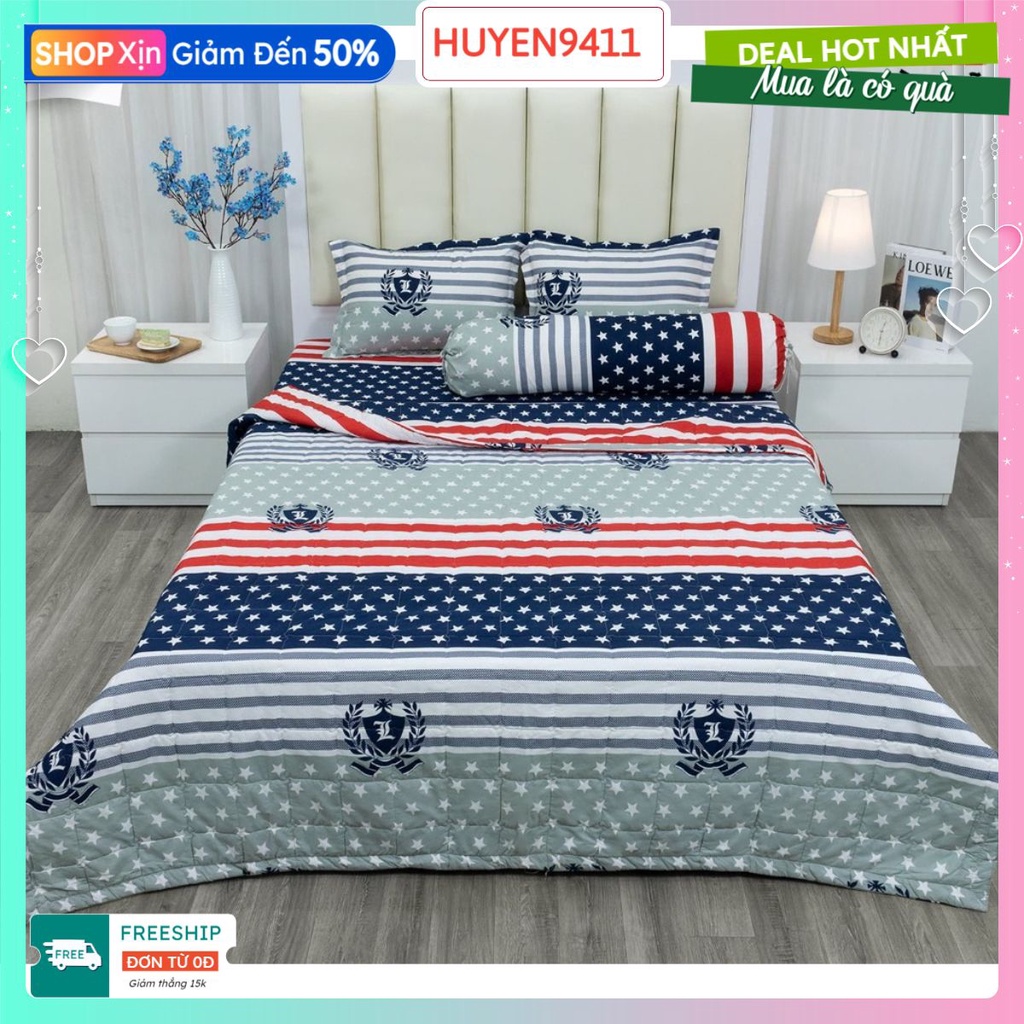 hcm-Ga giường cotton poly kích thước 1m2 1m6 1m8 bọc đệm không vỏ gối-MẪU CỜ MỸ